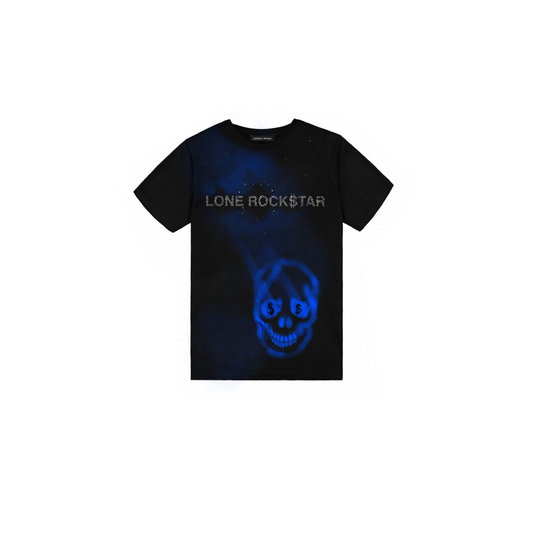 Lone Rock$tar "Eyes on Stars” Black Tee "Actual", Black Shirt, Rhinestone Branding, LoneRockstar