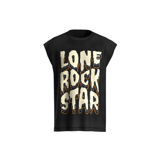 Lone Rock$tar Melted Rock Sleeveless Tee, Black Sleeveless Shirt, Rhinestone Branding, LoneRockstar